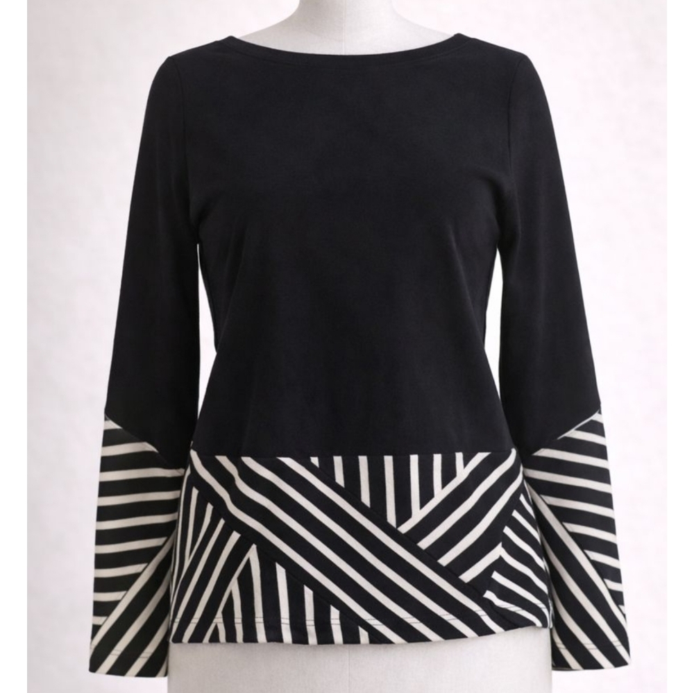 Boy. by Band of Outsiders Black Geometric Stripe Top – Size 1 (Small)